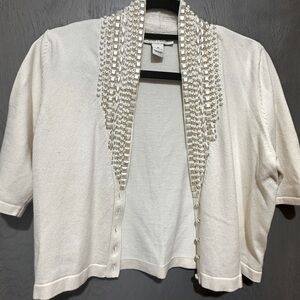 White House Black Market Pearl Accent Cropped sweater
